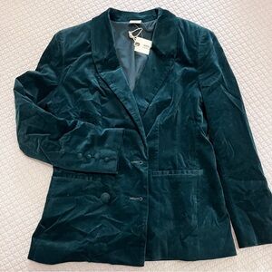 Forest Green Velvet Blazer
